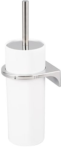 set per WC rotondo bremermann SAVONA incl. staffa a muro da incollare o forare & 1 testina di ricambio - per bagni e toilette per ospiti in plastica