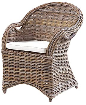 Garden Pleasure Korb Sessel Brest Natur Rattan grau Relaxsessel Fernsehsessel Wohnzimmer Indoor