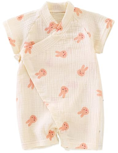 Japanese Kimono Baby Thobe Cotton Infant Linen Romper 24 Months Rabbit