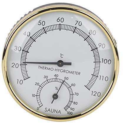 Thermomètre de Sauna Thermostat de Sauna Circulaire Numérique 11 × 11 × 4 Cadran en Métal Thermomètre D'intérieur Hygromètre Hygrothermomètre Accessoires de Sauna