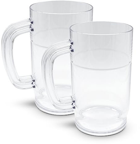 DOJA Barcelona | Jarra de Cerveza de Plastico | 1 L | Pack 2 | Jarras de Cerveza de Policarbonato | Vasos de Cerveza de Plastico Duro Reutilizable | Jarra Plastico para Cerveza Artesanal