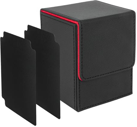 IVODEELA Card Deck Box for MTG,Deckbox,Magic the Gathering Deck Box für 100+ Karten,Karten Aufbewahrungskoffer,PU Leder Starkes Magnetic Sammelkarten Box Kompatibel Magic Commander TCG,Schwarz Rot