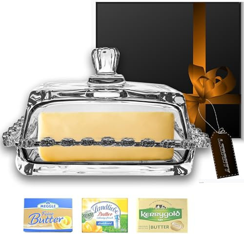 LIBRNTY Burriera in Vetro, Contenitore per Burro da Cucina, Igienica Con Fresh-Contenitore per Torte, 100% Senza BPA - Per 250 g di Burro Fresco