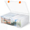 ZPQAODI Foto Aufbewahrungsbox,36.3x26.7x12cm Fotobox,18 innere Fotohalter,Transparente Fotoboxen zur Aufbewahrung, mit Aufklebern, Kunststoff-Foto-Organizer für Samen, Bastelkarten, Bürobedarf