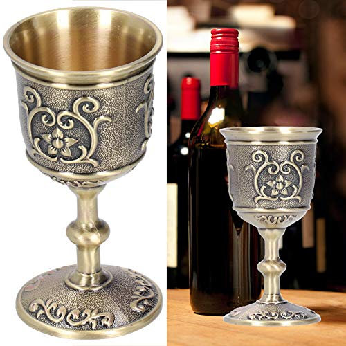 Vintage Embossed Bronze Wine Cup European Royal Lime, Copa de Vino Diseño Europeo, Ideal para bodas y decoración, Perfecto para bebidas, 37cm