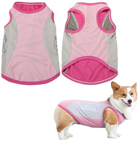 Dog Cooling Vest,1PC Breathable Mesh Dog Cooling Jacket Coat with Reflective Strip,Elastic Sun-proof Ice T-Shirt for Small Medium Large Dogs Outdoor Activities (Pink, M)