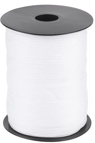 sourcing map 3mm Polypropylene Rope Braided Ropes, 100m Nylon Rope Hollow Utility Cord for Clothesline, Camping, Hiking, Outdoor, Beige White