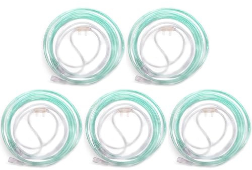 JWYN 5pk 7Ft Adult Oxygen Nasal Cannula, Super Soft Comfort Soft Plus, Trumpet Connector