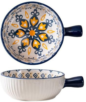 ZGFHLI Tazón De Sopa con Asa, Tazones Cereales/Olla Cerámica para Cebolla Francesa, Calabaza, Gachas, Estofado, Fideos, Cebollas Francesas,A
