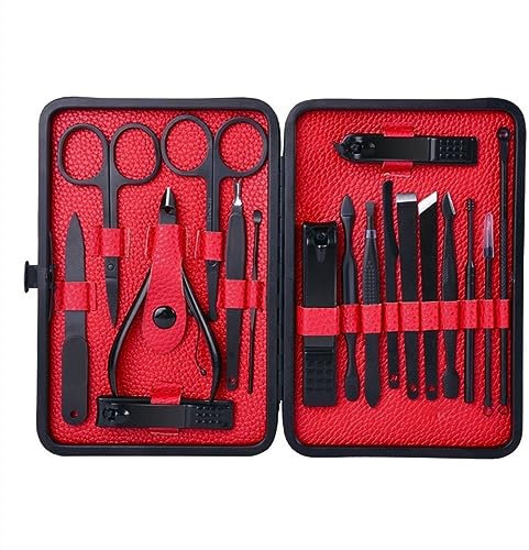 YQINQIN83B Nagelknipser-Set 18-in-1-Maniküre-Set, Edelstahl-Nagelpflegeset, professionelles Nagelpflegegerät for Finger und Zehen, tragbares Pediküre-Set for Männer und Frauen Maniküre-Pediküre-Set