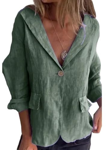 Manteau fin décontracté en coton et lin avec revers à un bouton, boucle ample d'été confortable pour femme, EN8, XXL