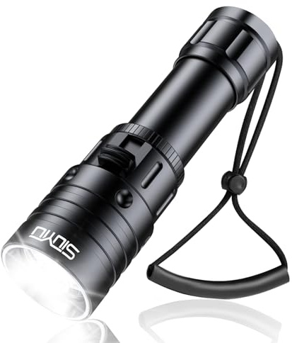 Dyklampa, professionell dykning 2 000 lumen dyklampa, 150 m IPX8 dykljus vattentät, USB-laddare uppladdningsbar, aluminiumlegering, för natt/grottdykning och nödanvändning
