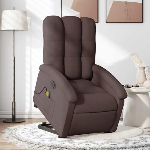 Owoxanthellate Fauteuil de massage électrique en tissu marron foncé 70 x 93 x 101 cm Fonction vibration 135° Armature en bois et métal
