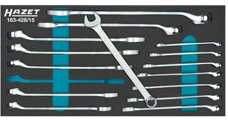 Hazet Ring-Maulschlüssel-Satz, Außen-Doppel-Sechskant Profil, Anzahl Werkzeuge: 15, 1 Stück, 163-428/15