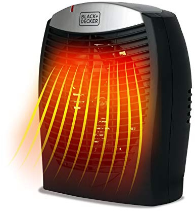 BLACK+DECKER Electric Heater with E-Save, Personal Heater with 3 Settings, For Office, Home or Bedroom, Adjustable Thermostat Control & E-Save Function, BHDE1706, Black