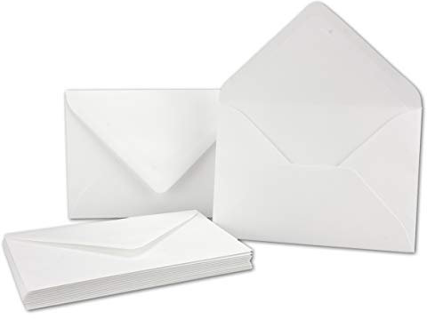 25x Kuverts in Weiß - Brief-Umschläge in DIN B6-12,5 x 17,6 cm geripptes Papier - weißes Seidenfutter für Weihnachten & festliche Anlässe