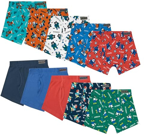 Fruit of the Loom boys Tag Free Cotton Boxer Briefs, Toddler - 10 Pack Traditional Fly Covered Waist, 4-5T US