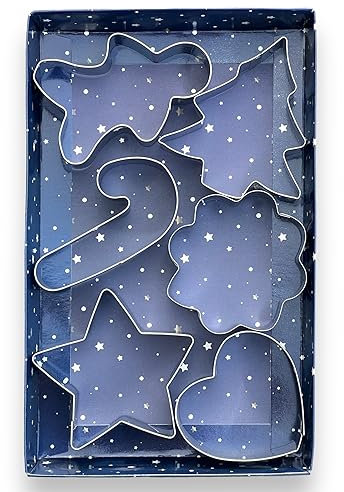 MIJOMA 6-teiliges Weihnachtsausstechformen-Set - Premium Keksausstecher aus langlebigem Edelstahl - Ideal für Backen mit Kindern - Sterne, Herzen, Tannenbäume, Blumen, Zuckerstangen & Lebkuchenmänner