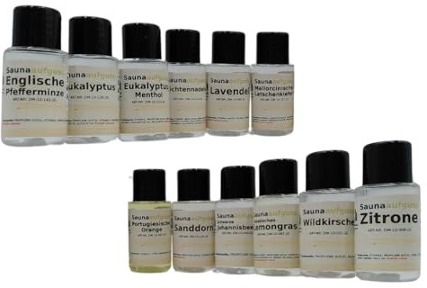 Dufte Momente 12 x 20ml Saunaaufguss Konzentrat Klassiker mit naturreinen und natürlichen ätherischen Ölen - das exklusive Set zum Probieren und Verschenken