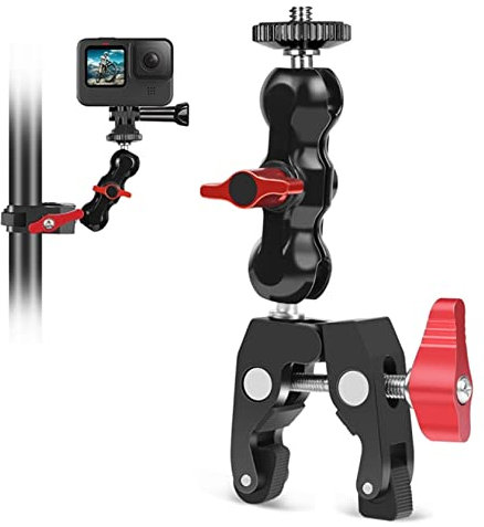 Hensych Pinza de cangrejo multifunción con brazo mágico de doble bola compatible con cámara SLR, micrófonos, luces de llenado, cámaras y otros equipos de fotografía