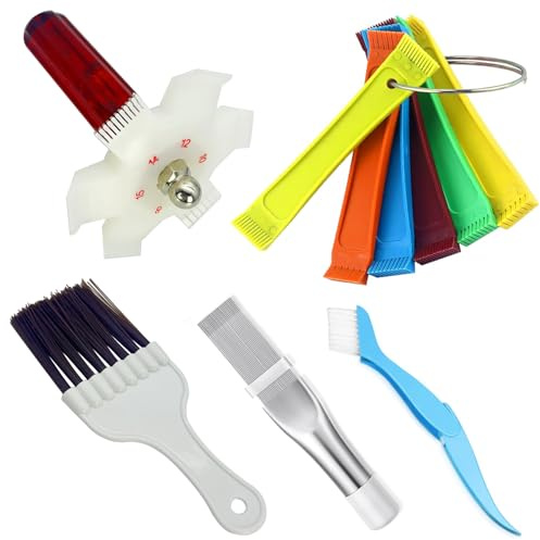 Z FCR6 Air Conditioner Cleaning Tool Kit - 12-in-1 Fin Comb Set with Metal & Plastic Combs, Radiator & Coil Brushes for AC Condenser, Refrigerator, Evaporator Fin Straightener and Cleaner