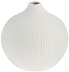 Storefactory - Vase, Blumenvase - Fröbacken - Keramik - geriffelt - Farbe: weiß - (ØxH) 13 x 13 cm - Größe: medium