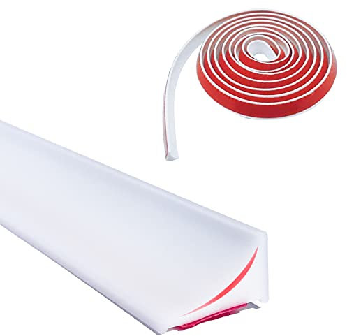 6M*20MM Blanc Joint Porte de Etancheite Douche, Joint Plan de Travail Cuisine, Barriere de Joint Porte Douche, Maintient L'Eau Dans Le Seuil, pour La Séparation Humide Et Sèche