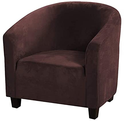 Topchances Soft Velvet Tub Chair Covers High Stretch (Dark Brown) | Bucket Chair Covers Washable, Full Protection Tub Chair Cover for Dining Living Room Internet Cafe Bar Office Reception