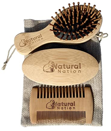 MensStocking Filler Beard Grooming Set 2 Brushes and Comb With Hessian Bag Eco Friendly