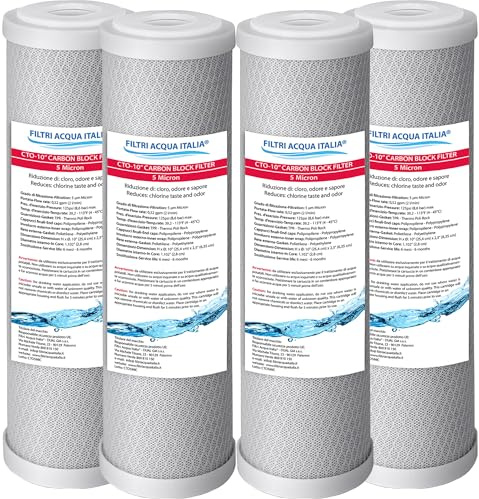 Cartuccia Filtro a Carbone Attivo Carbon Block 5 micron 10 Pollici CTO Set 4 Pz. Filtri Acqua Italia®