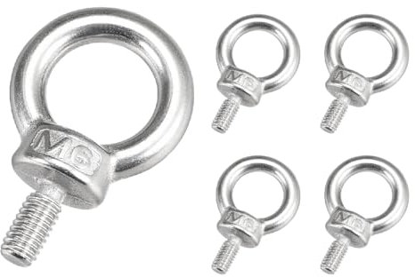 JTKREW 5 pièces en Acier Inoxydable 304 M6 Filetage mâle Machines épaule Levage Bague Boulon à œil avec écrous de Verrouillage/de rondelles Rondelles/Plat de Serrure