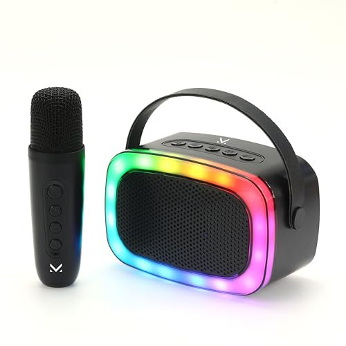 Majestic KARA OK – Speaker portatile con microfono, funzioni karaoke e magic voice, Luci LED, Bluetooth, ingressi USB/microSD/AUX-IN, Batteria ricaricabile, Cavo USB per la ricarica