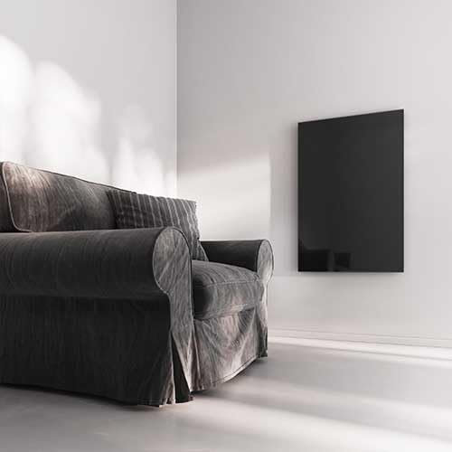 heatness Infrarotheizung Glas Wand 600 Watt, L – Energiesparende Wandheizung, Infrarotheizung zur Wandmontage, 60 x 90 x 2,5 cm für bis zu 10 m², Schwarz