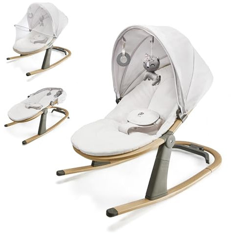 Kinderkraft ELSU Babywippe 2in1 ab Geburt, Hüpfstuhl für Babys Neugeborene 0-9 kg, 2 Spielzeuge zur Aktivierung, Verstellbarer, Leicht, Weiches Material, Grau