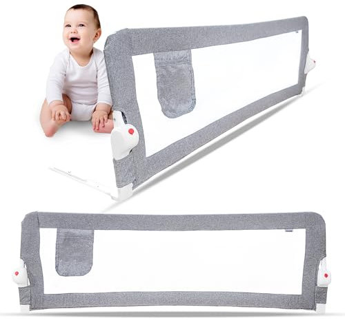 NooMii Rausfallschutz – faltbares Bettgitter 150×35×48,5 cm, Bettumrandung für Babybett, Kinderbett & Boxspringbett; Bettschutzgitter, Sicherheitsnetz; Sicherheit & Komfort für Babys & Kleinkinder