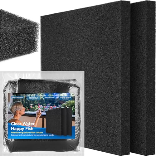 Borlech Aquarium Filter Sponge Pad, Filter Media Foam Sponges, Filter Accessories for Fish Tanks and Ponds (47 x 47 x 4 cm, 35PPI, 2 Pack)