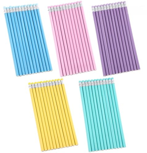 150 st. blyertspennor HB, naturträ blyertspennor med suddgummi, träpennor 5 färger HB trä blyertspenna set 18,8 x 0,7 cm natur pennor grafitpennor för elever skola hem kontor skolmaterial