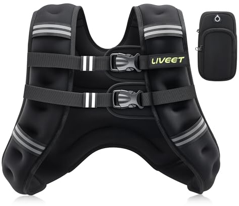 Liveet Gewichtsweste für Frauen und Männer, SGS-zertifizierte Gewichtsweste mit reflektierenden Streifen, verstellbaren Schnallenriemen zum Wandern, Laufen und Krafttraining