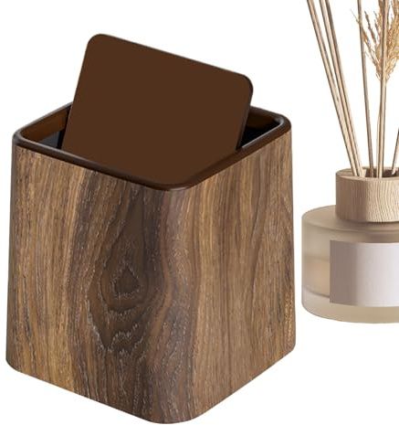 Yuemeuy Papelera De Escritorio - Contenedor Compacto Para Mesa - Cubo de Basura Retro con Tapa Ahorra Espacio para Habitación Infantil Cocina Residencia Universitaria