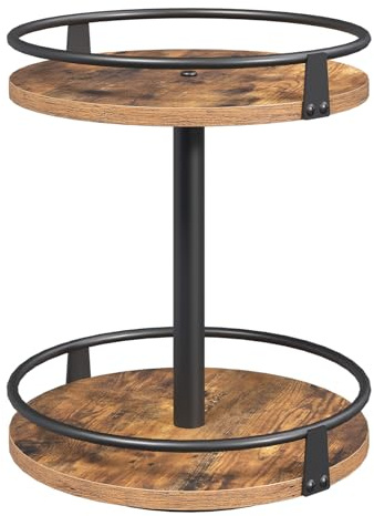 HOOBRO 2-Tier Rotating Spice Rack, Lazy Susan Organizer, Turntable Spice Rack, Vertical Storage Organizer, for Kitchen Countertop, Vanity, Dining Table, Rustic Brown and Black EBF92TL01