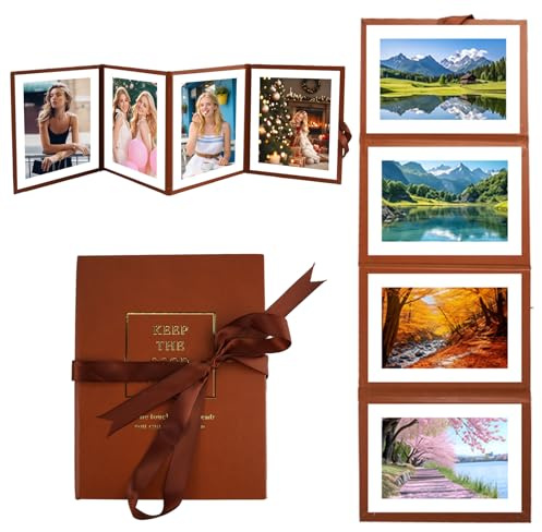 Leporello per foto 10x15 cm, 4 pagine Leporello album fotografico autoadesivo da personalizzare Piccolo per scrapbook, libri per l'organizzazione del matrimonio, libri degli ospiti (marrone)