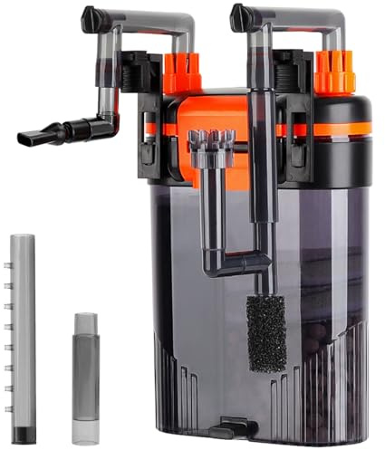 hygger Hang on Filtre Aquarium, 380L/H 6W Silencieux Fish Tank Filter avec Buse Bec Canard Sortie de Tuyau Douche Débit Réglable Aquarium Filtre Extérieur pour Réservoir de 40-75L Tank