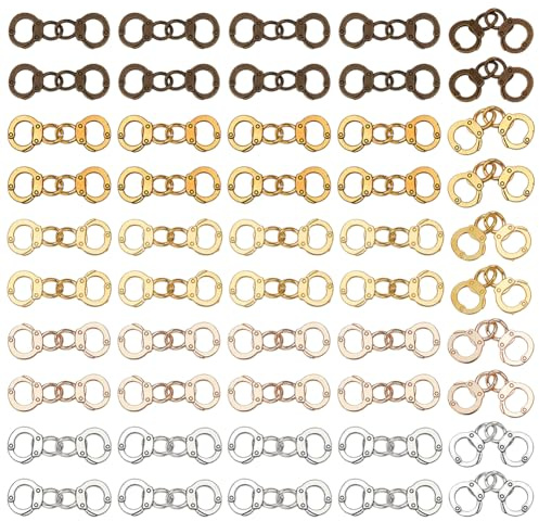NBEADS 50 st 5 färger metall handbojor berlocker, tibetansk stil legering länkar handbojor form hänge ton polisberlocker för gör-det-själv hantverk halsband armband smyckestillverkning