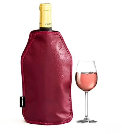 WIWONEY refrigeratore per bottiglie Magnum per vino, borsa termica con gel per bottiglie di vino, adatto per vino e Champagne, nylon, colore Bordeaux