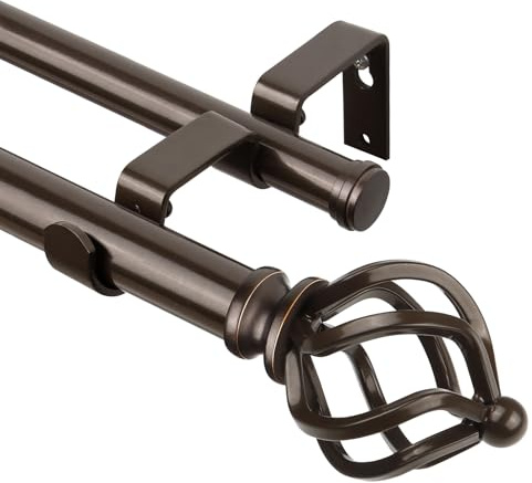 Barra Cortina Doble Bronce KAMANINA, 132-182 cm Barra Cortinas Extensible