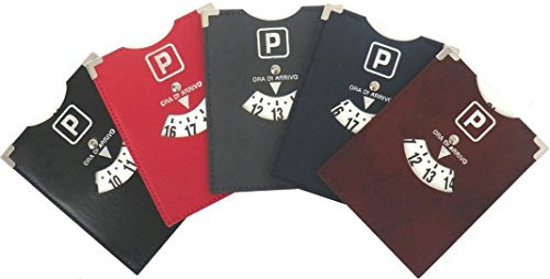 Disco ORARIO PARCHEGGIO Ora di Arrivo Similpelle con Rifiniture Cucite E Angoli RAFFORZATI 13X11 CM