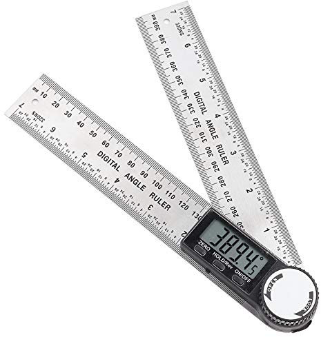 Buscador de Angulo Digital de 10-390mm Regla de Calibrador de Inglete de Indicador de Angulo Transportador de Acero Inoxidable con Pantalla LCD Claramente