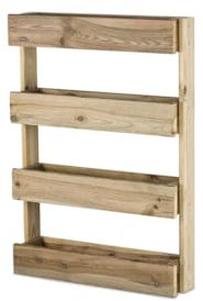 Hortalia Huerto Urbano - Jardín Vertical de Madera - Protección Autoclave Nivel IV - Stand Line (4 Bandejas, Pared)