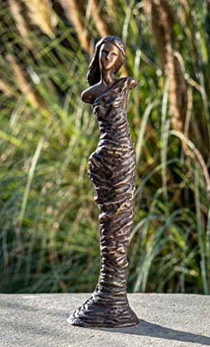 IDYL - Scultura in bronzo da donna moderna | 53 x 13 x 10 cm | Figura in bronzo fatta a mano | Scultura da giardino – decorazione per la casa | Artigianato di alta qualità | resistente alle intemperie