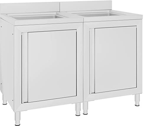 vidaXL 2X Gastro Spülenunterschrank mit Aufkantung Spülschrank Spülbecken Spültisch Gastrospüle Spüle Edelstahlschrank Küche Edelstahl